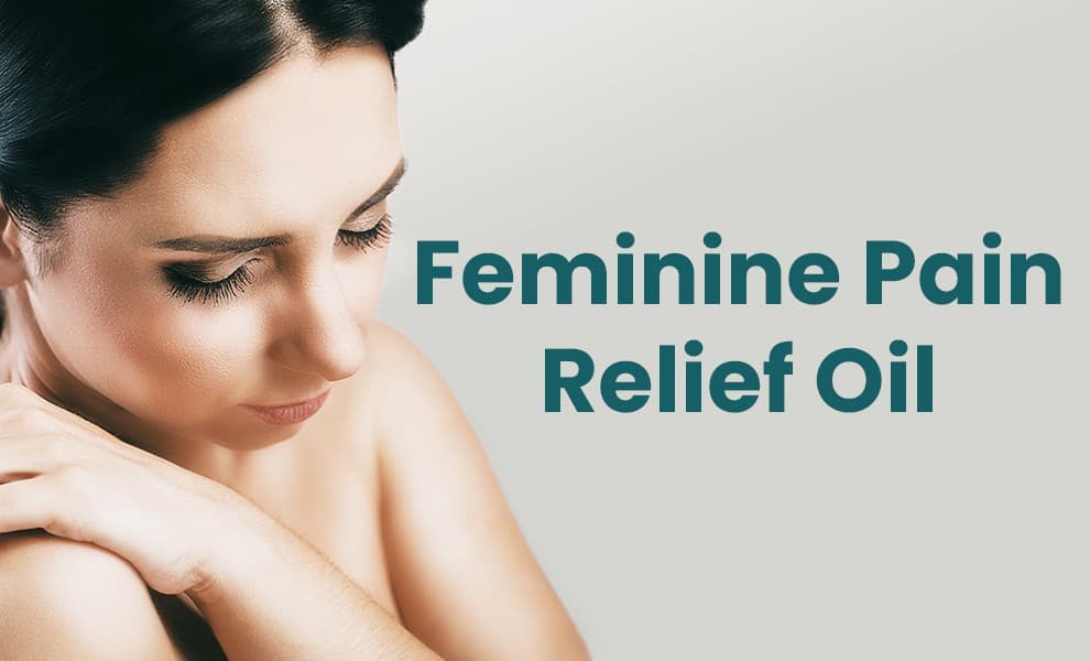 Woman using pain relief oil, Menstrual cramp relief oil, Natural feminine comfort oil, Period pain massage oil