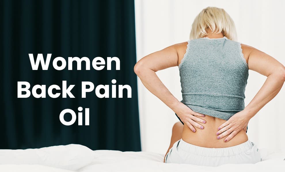 Massage oil for back pain, Woman using pain relief oil, Back massage with herbal oil, Soothing back pain treatment